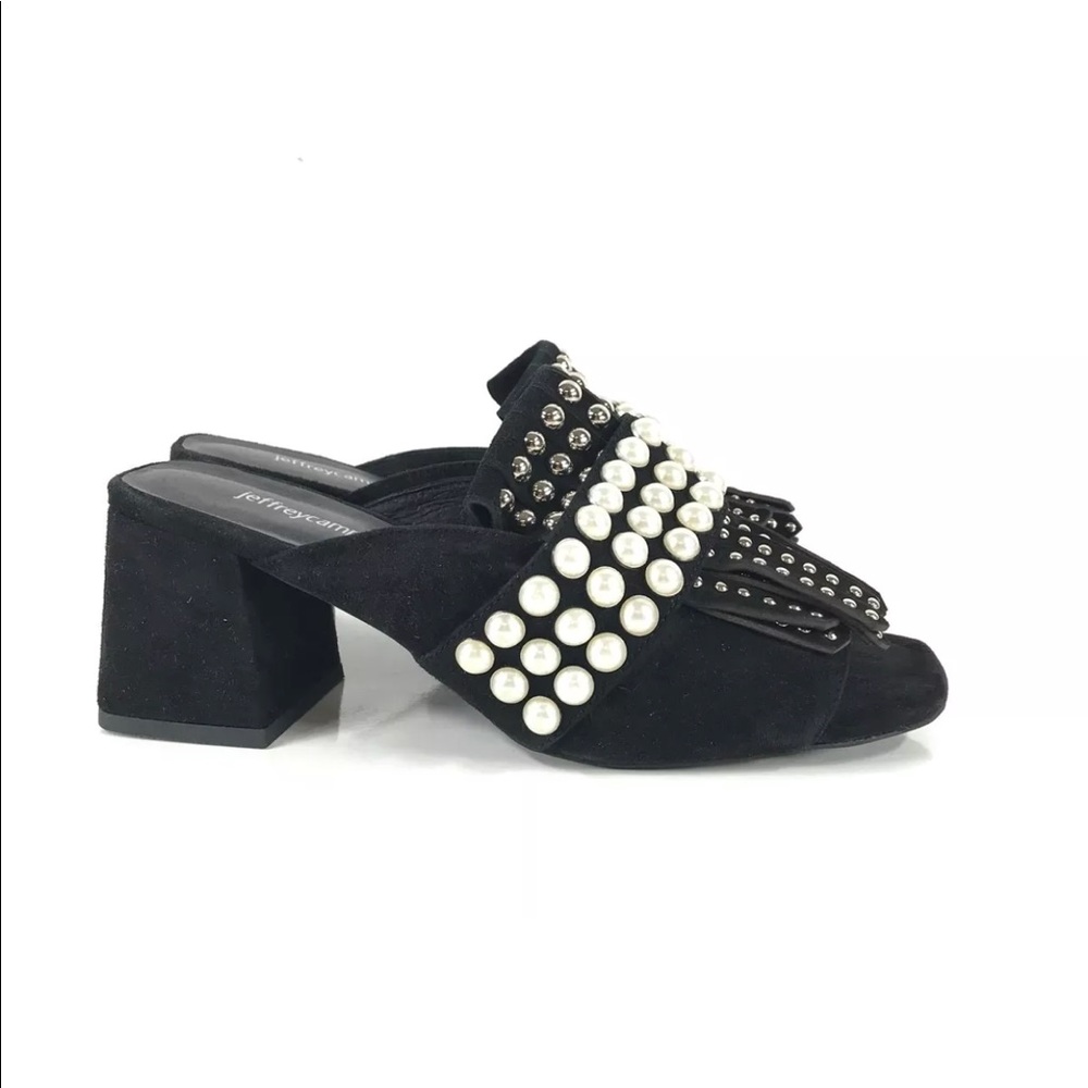 Jeffrey Campbell “Lenoir” suede embellished mules